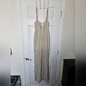 Chic Beige Patterned Jumpsuit